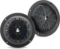 Pyle 5.25 Inch Dual Marine Speakers - 2 Way Waterproof and Weather Resistant Outdoor Audio Stereo Sound System with 100 Watt Power, Polypropylene Cone and Cloth Surround - 1 Pair - PLMR51B (Black)