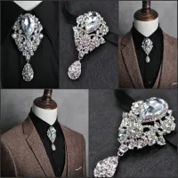 อังกฤษชาย Bowtie คาวบอยสร้อยคอ Bolo Tie ผู้หญิง Elastic Band สายนาฬิกา Chic Bow Tie Bling คริสตัล Rhinestone เนคไท Uniform