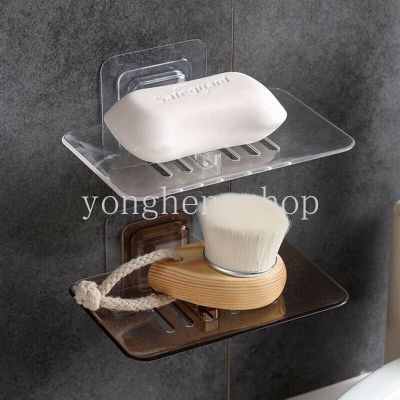Simple Style Soap Dishes Sponge Drain Holder Punch-free Wall Mounted Storage Rack Soap Tray Bathroom Organizer