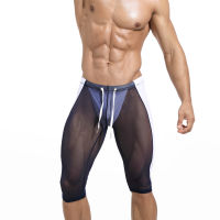 Mens Running Tights Compression Leggings Mesh Breathable Fitness Sportswear Shorts Gym Training Trousers Sports Male Underwear