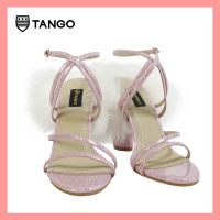 TANGO รองเท้าแฟชั่นสตรีรุ่น CARINA รองเท้าผู้หญิง รองเท้าส้นสูง 4 นิ้ว ประดับขน หนังแท้