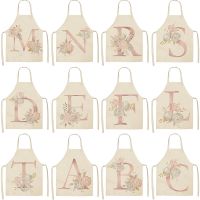 Pink Letters Pattern Child Apron kitchen Baking Accessories Sleeveless Cotton Linen Aprons For Woman Home Cooking Apron 65x53cm Aprons