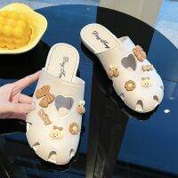 ◎▫ Half pack slippers for women in summer wearing Korean version of fashionable headband anti-collision home anti slip soft sole student dormitory sandals and slipper