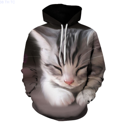 Spring And Autumn New Mens And Womens Childrens Funny Cat Hoodie Long Sleeve 3d Printing Animal Sweatshirt Coat Men clothing Size:XS-5XL