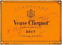 Veuve Clicquot Brut แชมเปญป้ายดีบุกโลหะย้อนยุคอลูมิเนียมโบราณสำหรับบ้านร้านกาแฟโปสเตอร์เครื่องตกแต่งฝาผนัง12X16นิ้ว/30X40ซม. สีขาว-1