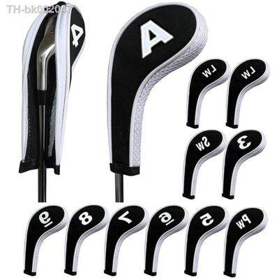 ஐ™♠ High Quality 12Pcs Rubber Neoprene Golf Head Cover Golf Club Iron Putter Protect Set Number Printed with Zipper Long Neck