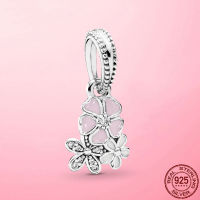 Spring New Real 925 Sterling Silver Enamel Daisy Flower Petals Heart Charms Beads fit Original Bracelet DIY Women Jewelry