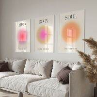 Mind Body Soul Positive Aura Energy โปสเตอร์ Gradient Spiritual Wall Art ภาพวาดผ้าใบสำหรับห้องนั่งเล่น Home Decor