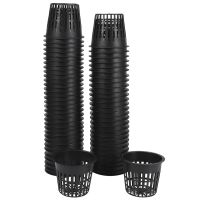 60 Pack 3 Inch Net Cups Slotted Mesh Wide Lip Filter Plant Net Pot Bucket Basket for Hydroponics