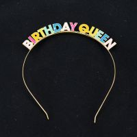 [COD] BIRTHDAY QUEEN English Alphabet Color Headband Hat Birthday Photo Decoration