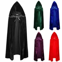 EXHALE BIANNUAL74EX2 Fancy Dress Hooded Robes Medieval Costume Full Length Velvet Cloak Cape Ghost Capes Fancy Dress Halloween