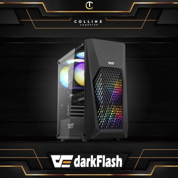 Darkflash Dk150 Gaming Black Case Free 3 Rgb Fans, Atx Collinx Computer