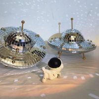 Disco Ball UFO Mirror Reflective Balls Creative UFO Space World Desk Ornaments Art Crafts Vintage Funny Christmas Decorations