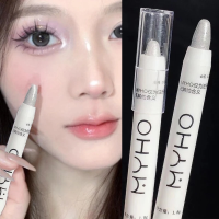 ปากกาเน้นข้อความกลิตเตอร์กันน้ำ Pearlescent ด้านสีขาวเงินเพชรสดใสนอนอยู่ไหมแต่งหน้าบนใบหน้าแท่งอายชาโดว์