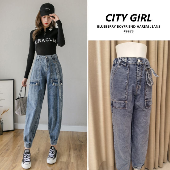 CITY GIRL Blueberry Blackpink Boyfriend Jeans High waist Maong Baggy ...