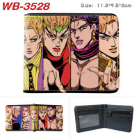 JoJo S Bizarre Adventure เด็ก Dompet Koin กระเป๋าเงินใส่เหรียญทรงสั้น Dompet Koin เสื้อยืด PU หนังบัตรคลิปหนีบเงินพิมพ์การ์ตูนตัวอักษรกระเป๋าสตางค์สำหรับเด็กหญิงเด็กชายผู้ชายผู้หญิงอะนิเมะ Bifold/ซิป0000