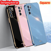 OPPO A95 A54 A16 A15 A15S OPPO A5S A7 A12 A74 A94 A53 A3S A52 A92 A83 F11 F9 A31 A83 Reno 6Z Reno 6 Pro Reno 5 Reno 3หรูหรา6D ชุบเคสสี่เหลี่ยมนุ่มยางเรียบเคสคลุมเครื่อง