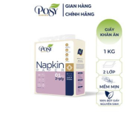 Giấy khăn ăn vuông cao cấp POSY 1kg 2 lớp, kích thước 24x24cm, mềm mịn