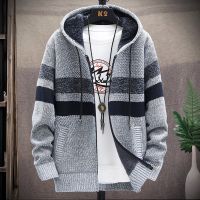 [COD] Cross-border 2022 Mens Fleece Cardigan Size Foreign Trade Contrasting Jacket Youth Hooded