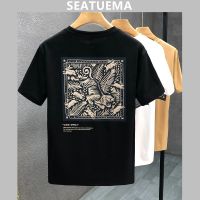 SEATUEMA เสื้อยืดผู้ชายแขนสั้นขนาดใหญ่อเนกประสงค์แฟชั่นฤดูร้อนเสื้อยืดแฟชั่นอเมริกันพิมพ์ลายอเนกประสงค์