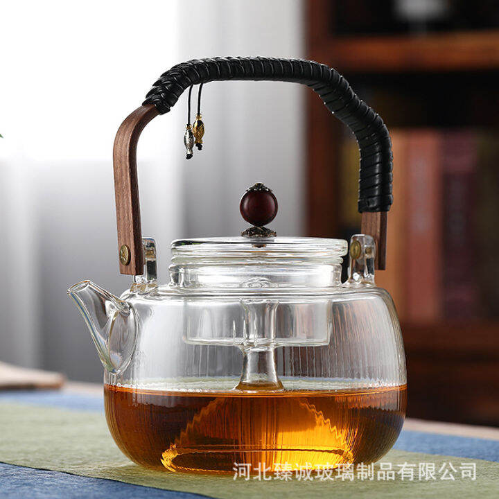 Household glass teapot, office water boiling, filter pot, lifting beam