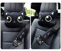 Cute Cat Car Neck Pillow Cartoon Head Headrest Travel Cushion Seatbelt Shoulder Pads Covers Rearview Mirror Cover Interior Seat