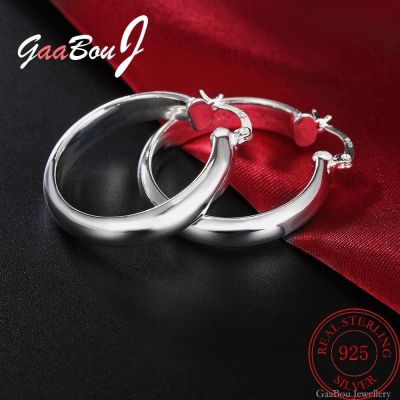 【YP】 34MM 925 Sterling Big Hoop Earrings Fashion Jewelry Wedding GaaBou