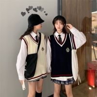 2023 Japanese korean girl school uniform vest jk high school collge style uniform autumn v neck all match knitting vest a704