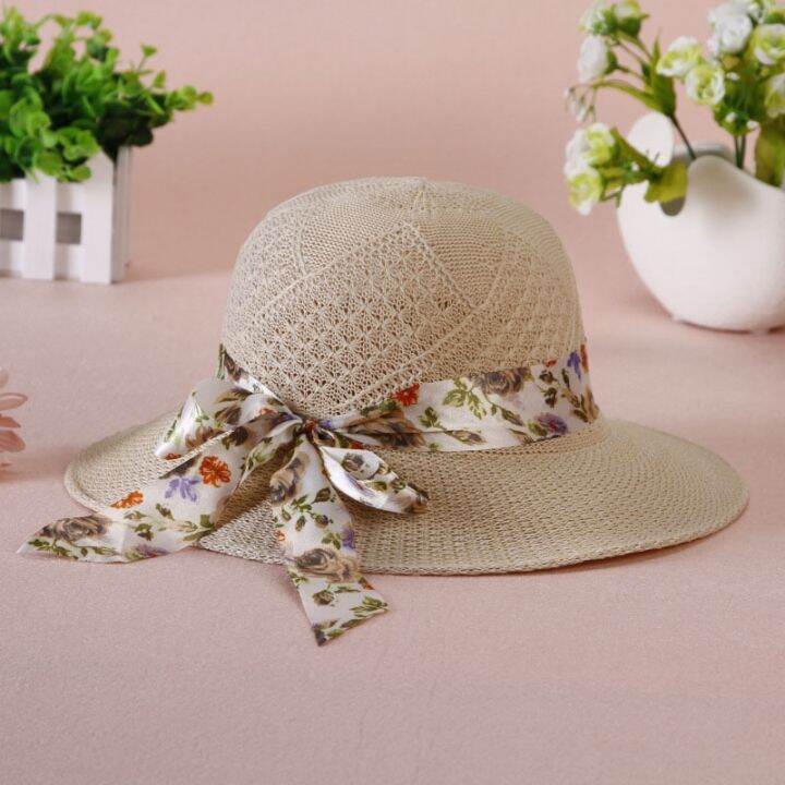 summer-girls-sun-hats-wide-brim-bowknot-straw-hat-with-ribbon-outdoor-sun-protection-women-hats-soild-color-ladies-panama-caps