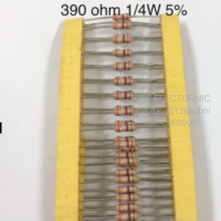 390 ohm 1/4W 5% Resistor ตัวต้านทาน 390โอห์ม 1/4วัตต์ ค่าความผิดพลาด+-5%  ตัวต้านทาน แบบคาร์บอนฟีล์ม Through Hole Resistor Carbon Film ของแท้นำเข้าไต้หวัน.