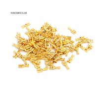 [HAOWEILAI] 100 pcs 4.8mm GOLD brass ลำโพงรถยนต์หญิง Spade Terminal Wire CONNECTOR