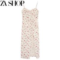 ZARAˉ summer new womens fashion sexy flower print linen temperament dress 0881332