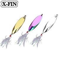 X Fin 2.5 42g Metal Spoon Lure Sharp Treble Hook Feather Hard Baits Sequins Artificial Bait Freshwater Spinner Fishing Tackle