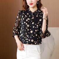 Wave point silk shirts temperament of female senior spring new high-end loose shirts are big joker professional coat