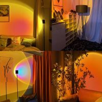 Hot Rainbow Sunset Red Projector Led Night Light Sun Projection Desk Lamp for Bedroom Bar Coffee Store Wall Decoration Lighting Night Lights