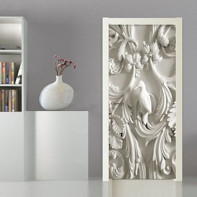 3D Stereo Bird Branches Door Sticker Living Room Bedroom Creative Home Design PVC Self-Adhesive Waterproof Wallpaper Door Decal