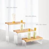 Acrylic U-Shaped Display Riser Stand For Anime Figures Doll Bag Perfume, Beech Wood Display Rack Store Shoe Rack Display Shelf