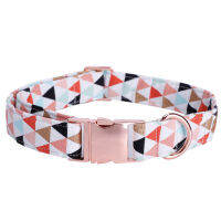 Unique Style Paws Soft and Cotton Fabric Collar Rose Gold Metal Buckle Adjustable Collar and Leash Set