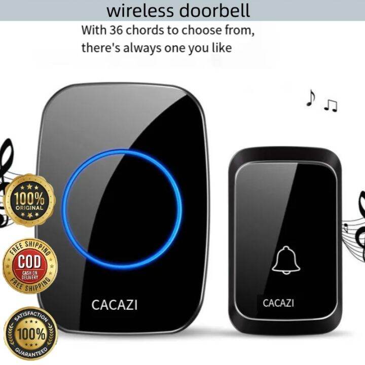 CACAZI A10 Waterproof Wireless Doorbell LED 60 Chime Songs 110db 300M