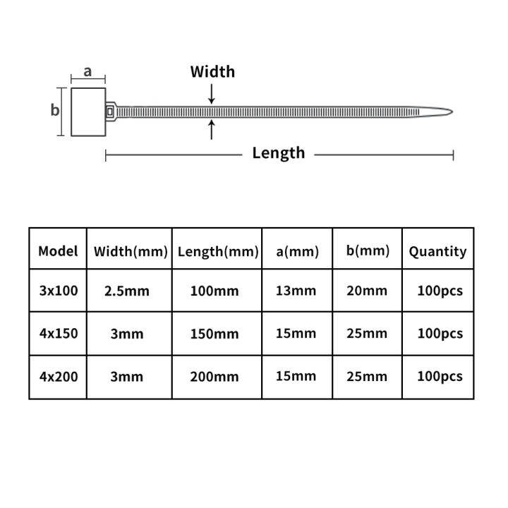 100pcs-nylon-cable-ties-ป้ายพลาสติก-4-150-มม-3-100-มม-4-200-มม-loop-เครื่องหมาย-self-locking-zip-สีขาวสีฟ้าสีแดงสีเขียวสีเหลือง-yrrey