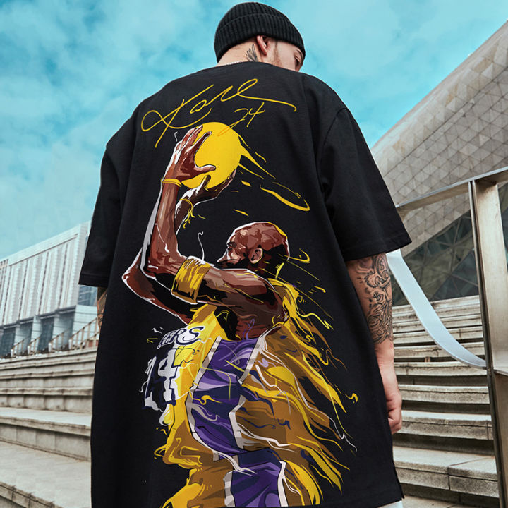 NBA Kobe Original Design Graphic Print Men's T-Shirt American Street Style clothing  t-Shirt Round Neck Oversized tshirt tees tops for men Loose Plus Size Youth  Short Sleeve T-Shirt Black White
