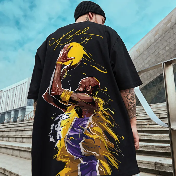 Lamme Dolke indeks NBA Kobe Original Design Graphic Print Men's T-Shirt American Street Style  clothing t-Shirt Round Neck Oversized tshirt tees tops for men Loose Plus  Size Youth Short Sleeve T-Shirt Black White | Lazada