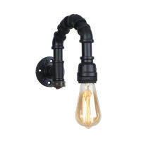 สีดำผนัง Sconces วินเทจ E27ติดตั้งโคมไฟติดผนังท่อน้ำโคมไฟติดผนัง WO สวิทช์ Steampunk โคมไฟสำหรับห้องโถงชั้นใต้ดิน