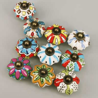 1PC Multicolor Ceramic Knobs for Cupboard Cabinet Dresser and Furniture Antique Floral Drawer Handle Pull Door Knob