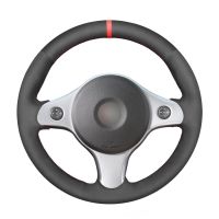 Hand-stitched Black Suede Red Marker Car Steering Wheel Cover for Alfa Romeo 159 2006 2007 2008 2009 2010 2011