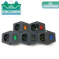 Power Rocker Switch IEC 4 Pin 320 C14 Inlet Power Sockets Switch Connector Plug 10A 250V Red Black Blue Green Yellow