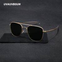 UVAUVBSUN 2022 New Vintage Double Beam Metal Frame Sunglasses for Men Luxury Polarized Light Oval Pilot Sun Glass Oculos De Sol