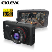 EKLEVA Dash Cam 3 Inch Full HD 1080P Ống Kính Kép Đầu Ghi Video Với Đăng