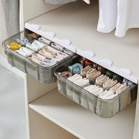 Wardrobe Hanging Underwear Storage Box Under Desk Drawer Organizer for Underwear Sock Bra Clothes Self-adhesive Closet Organizer