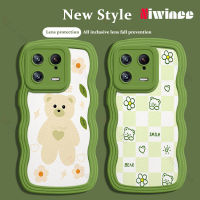 NIWINEE เคสโทรศัพท์ Xiaomi Mi 13/Mi 13 Pro ลายการ์ตูนขอบลอนขนาดใหญ่รูปหมีแบบเต็มตัวเคสนิ่มกันล้มน่ารักสีแดง